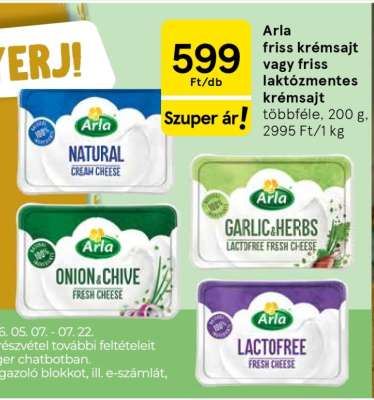 Arla friss krémsajt vagy friss laktózmentes krémsajt