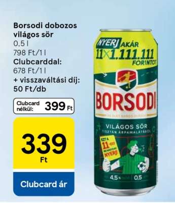 Borsodi dobozos világos sör