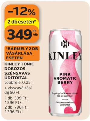 KINLEY TONIC DOBOZOS SZÉNSAVAS ÜDÍTŐITAL