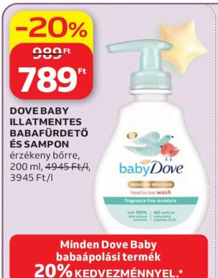 Dove Baby Illatmentes Babafürdető és Sampon