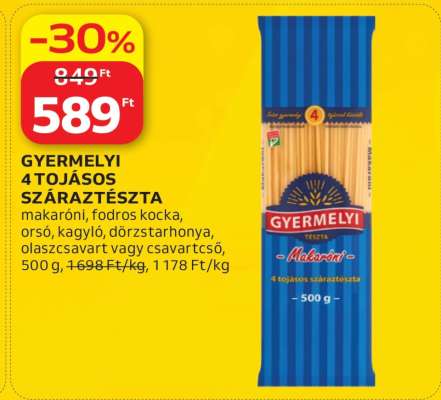 Gyermelyi 4 tojásos száraztészta