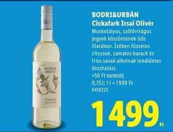 Bodri & Urbán Cickafark Irsai Olivér