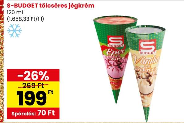 S-BUDGET tölcséres jégkrém