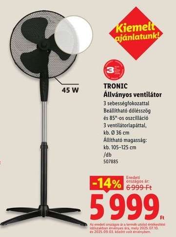TRONIC Állványos ventilátor