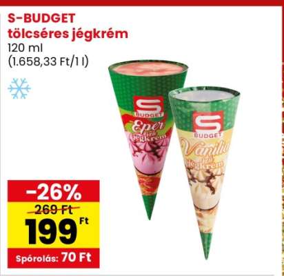 S-BUDGET tölcséres jégkrém