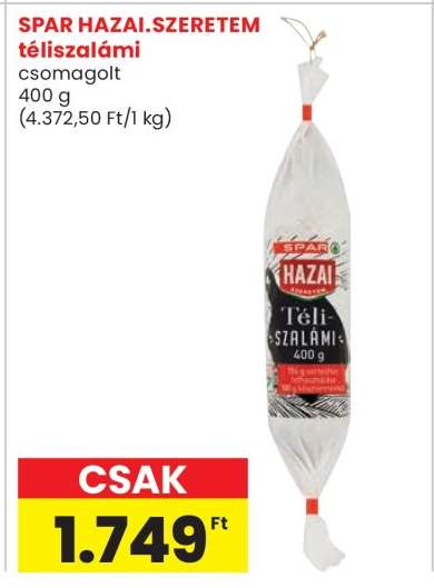 SPAR HAZAI.SZERETEM téliszalámi