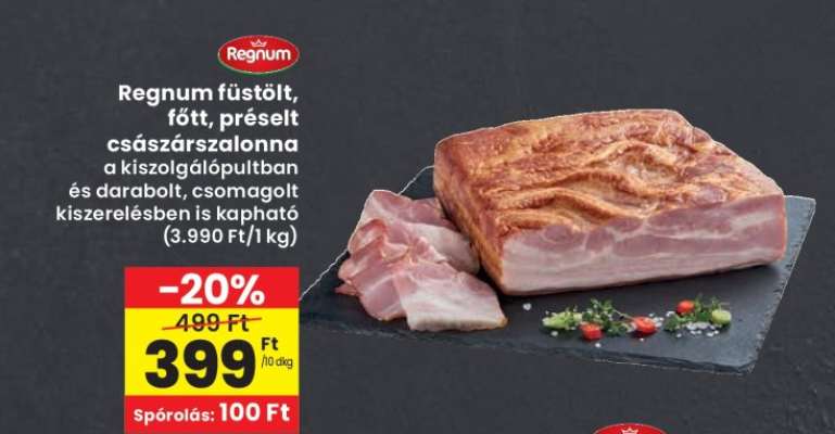 Regnum füstölt, főtt, préselt császárszalonna