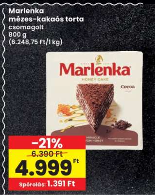 Marlenka mézes kakaós torta