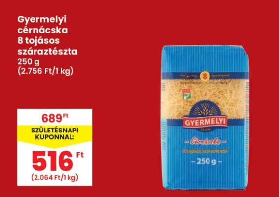 Gyermelyi cérnácska 8 tojásos száraztészta