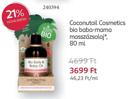 Coconutoil Cosmetics bio baba-mama masszázsolaj*, 80 ml