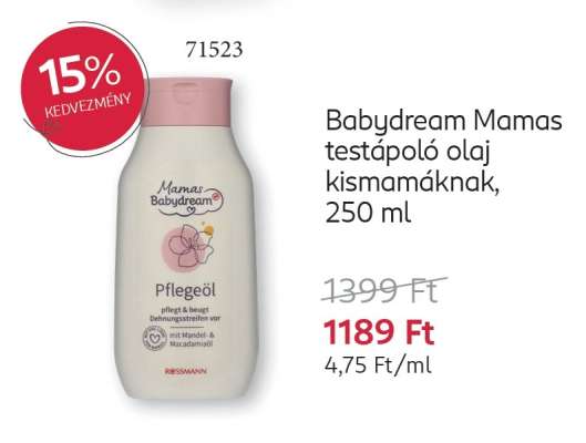 Babydream Mamas testápoló olaj kismamáknak, 250 ml