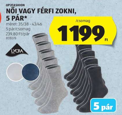 Női vagy férfi zokni, 5 pár