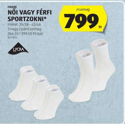 CRANE Női vagy Férfi Sportzokni