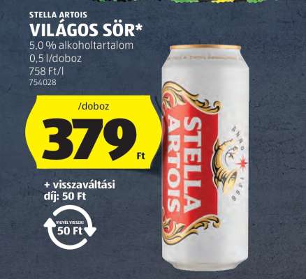 STELLA ARTOIS Világos sör