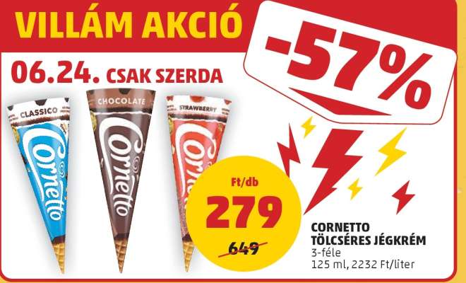 CORNETTO Tölcséres jégkrém