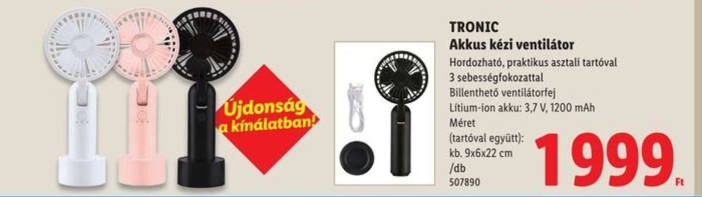 TRONIC Akkus kézi ventilátor