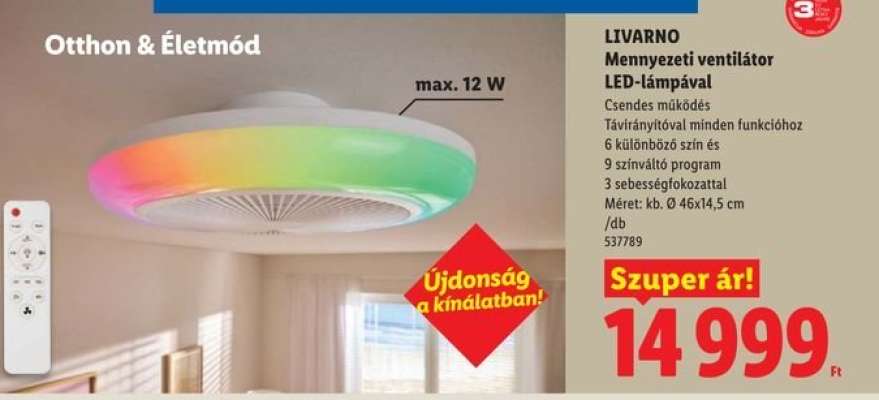 LIVARNO Mennyezeti ventilátor LED-lámpával