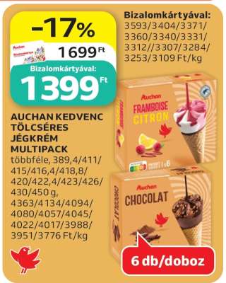 Auchan Kedvenc Tölcséres Jégkrém Multipack