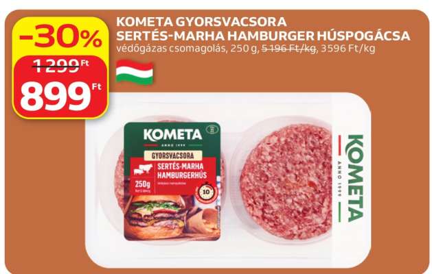 KOMETA GYORSVACSORA SERTÉS-MARHA HAMBURGER HÚSPOGÁCSA