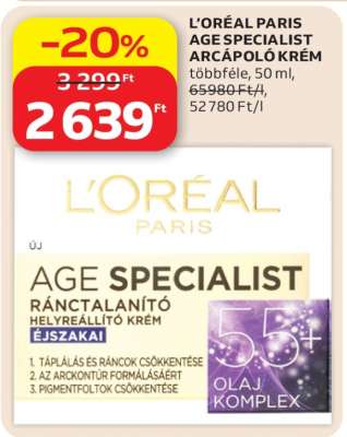 L'ORÉAL PARIS AGE SPECIALIST ARCAPOLÓ KRÉM