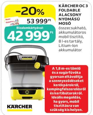 KÄRCHER OC 3 FOLDABLE ALACSONY NYOMÁSÚ MOSÓ
