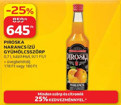 PIROSKA NARANCS ÍZŰ GYÜMÖLCSSZÖRP