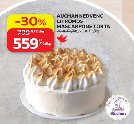 AUCHAN KEDVENC CITROMOS MASCARPONE TORTA