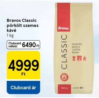 Bravos Classic pörkölt szemes kávé