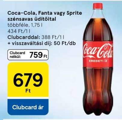 Coca-Cola, Fanta vagy Sprite szénsavas üdítőital