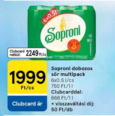 Soproni Dobozos Sör Multipack