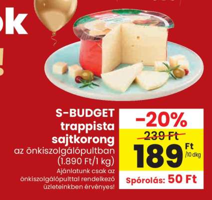 S-BUDGET trappista sajtkorong