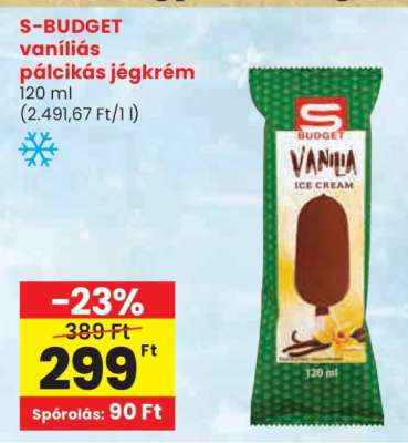 S-BUDGET vaníliás, pálcikás jégkrém