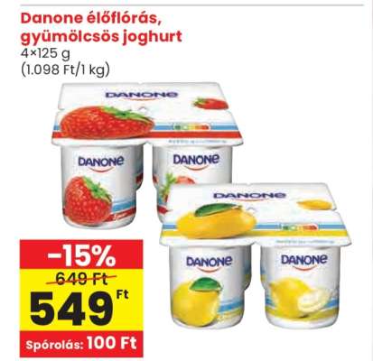 Danone élőflórás, gyümölcsös joghurt