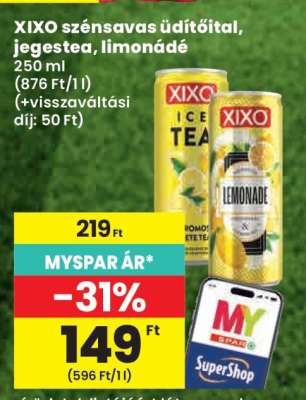 XIXO szénsavas üdítőital, jegestea, limonádé