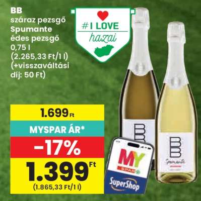 BB száraz pezsgő / Spumante édes pezsgő