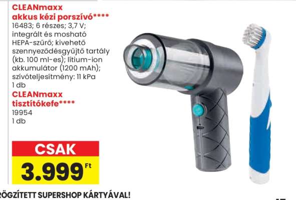 CleanMaxx akkus kézi porszívó