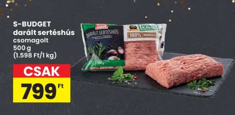 S-BUDGET darált sertéshús csomagolt