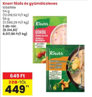 Knorr főzős és gyümölcsleves