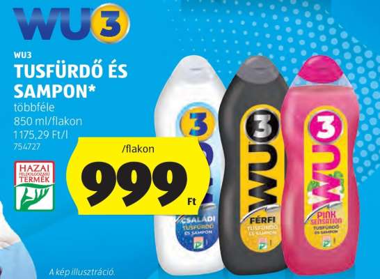 WU3 tusfürdő és sampon