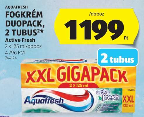 Aquafresh Fogkrém Duopack, 2 Tubus