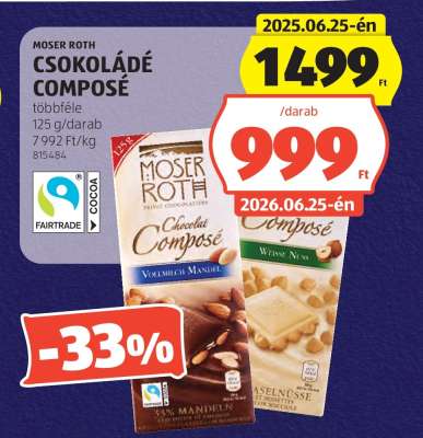 MOSER ROTH CSOKOLÁDÉ COMPOSÉ