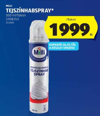 Milli tejszínhabspray