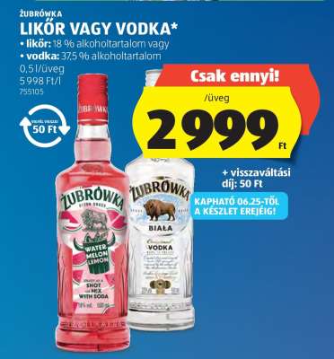 Zubrówka Likőr vagy Vodka