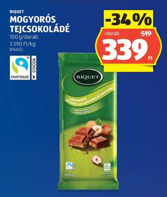 RIQUET Mogyorós Tejcsokoládé