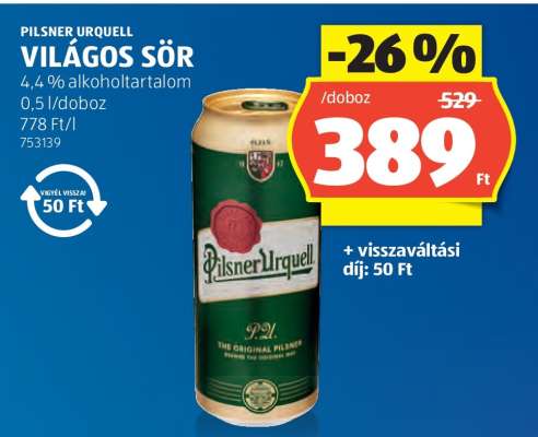 PILSNER URQUELL Világos sör