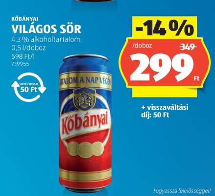KŐBÁNYAI Világos sör*