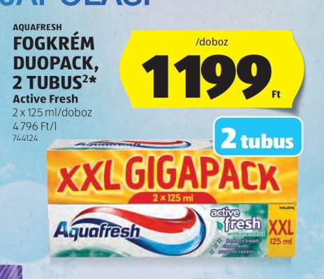 Aquafresh Fogkrém Duopack, 2 Tubus