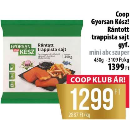 Coop Gyorsan kész rántott trappista sajt