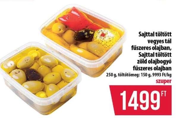 Sajttal töltött vegyes tál fűszeres olajban