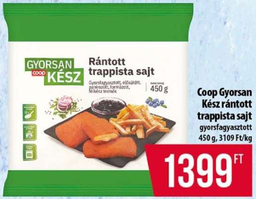 Coop Gyorsan kész rántott trappista sajt
